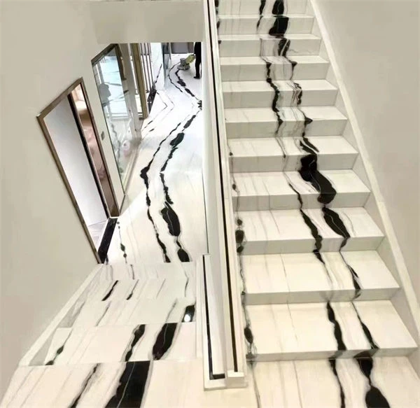 PANDA WHITE MARBLE STAIRS and risers and floor tiles PANDA WHITE MARBLE STAIRS and risers and floor tiles