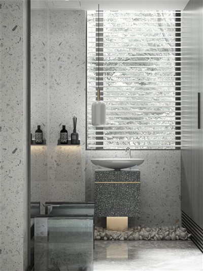 Šiuolaikiniai „Terrazzo“ vonios kambariai